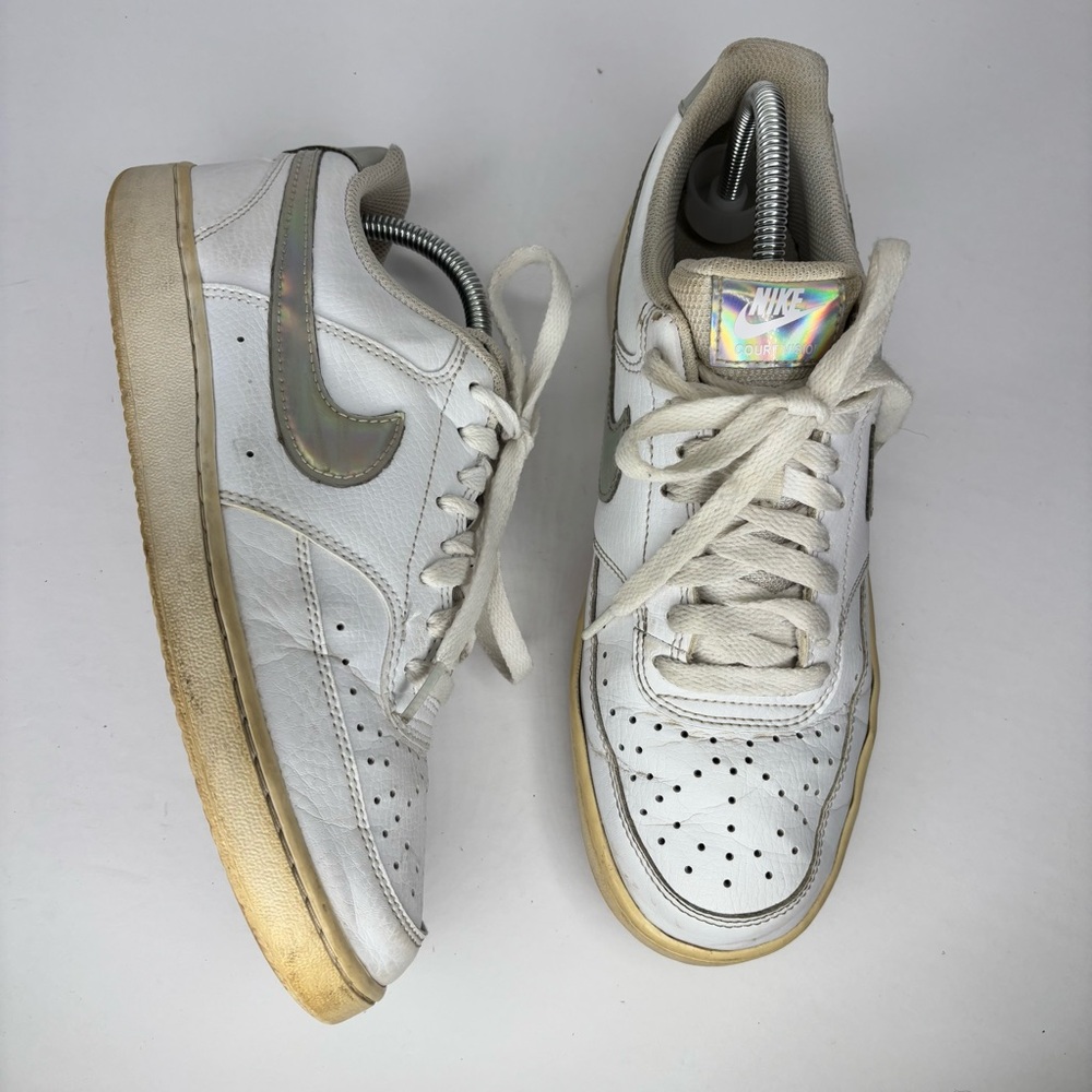SH2 Nike Court Vision Low Sneakers White Iridescent Women‎ 9 / Men 7.5 Classic